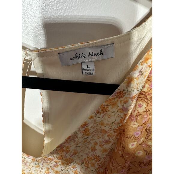 White Birch Shorts Romper Floral Print V-Neck 3/4 Dolman Sleeves Size Large Boho - Picture 3 of 9